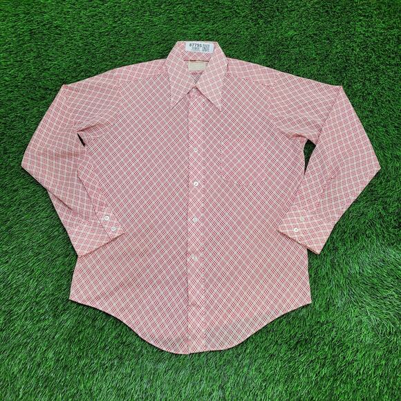 Vintage 70s Grants Dagger Collar Disco Button Shirt Large 22x30 Polyester Nylon - Picture 1 of 11